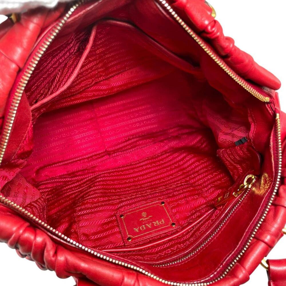 PRADA Red Leather Shoulder Bag - Picture 14 of 16